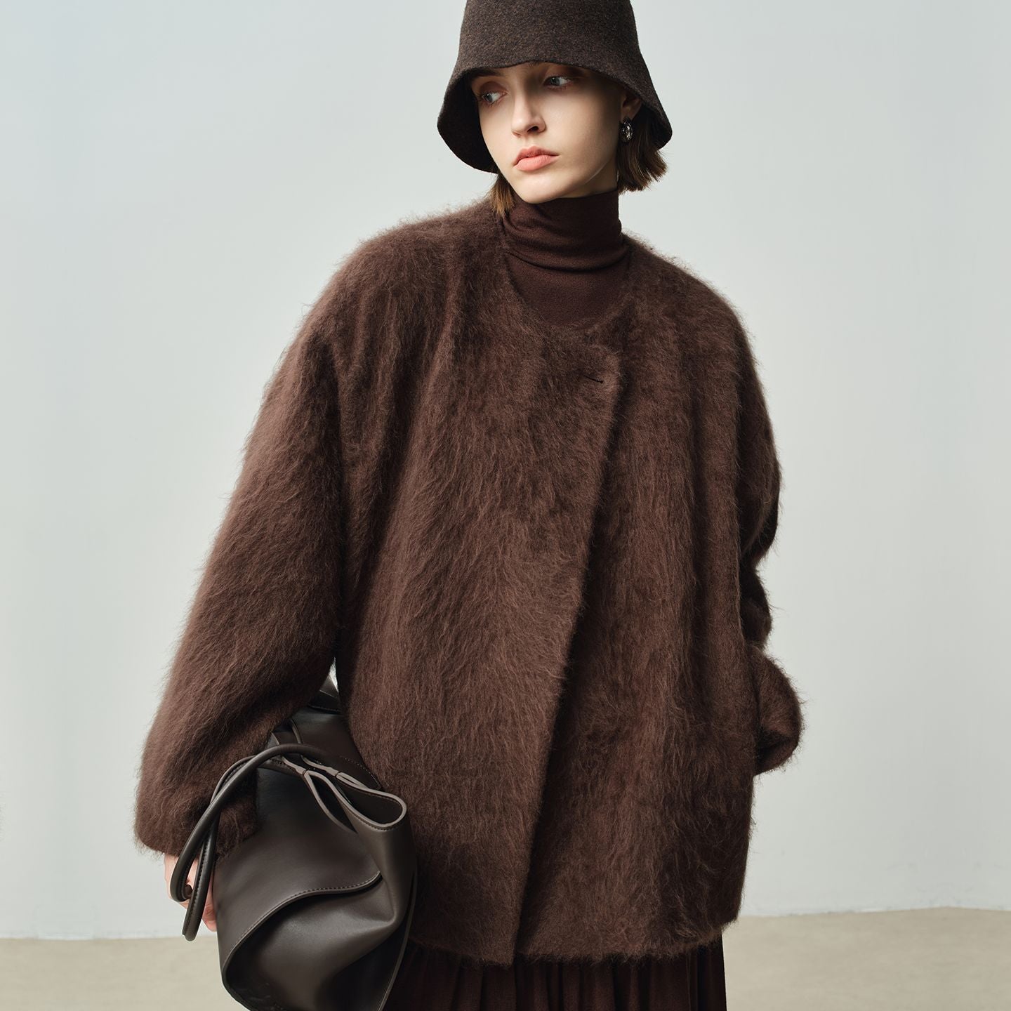 women long wool coat single button