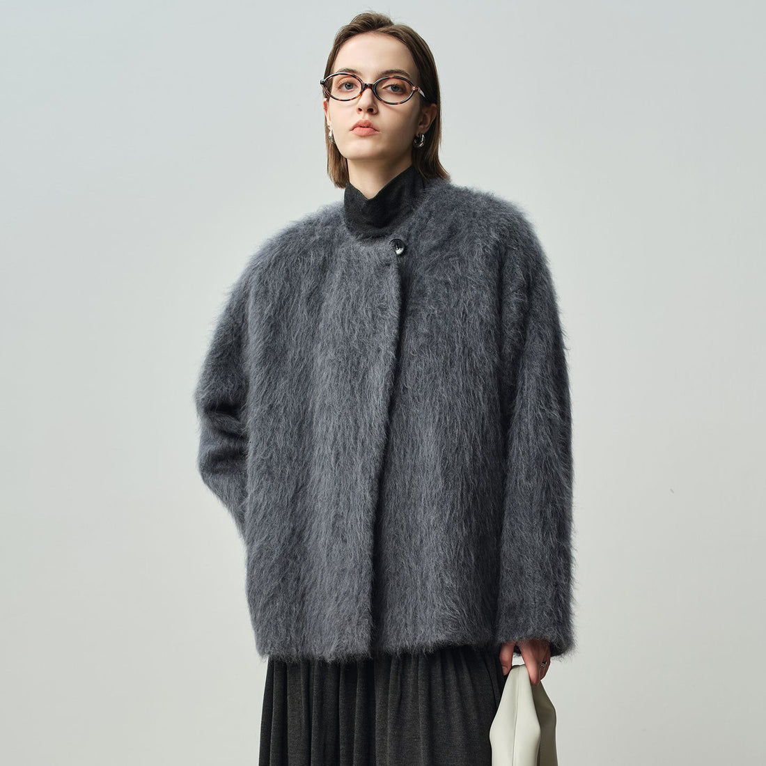 women long wool coat single button
