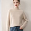 women Pure cashmere half turtleneck sweater