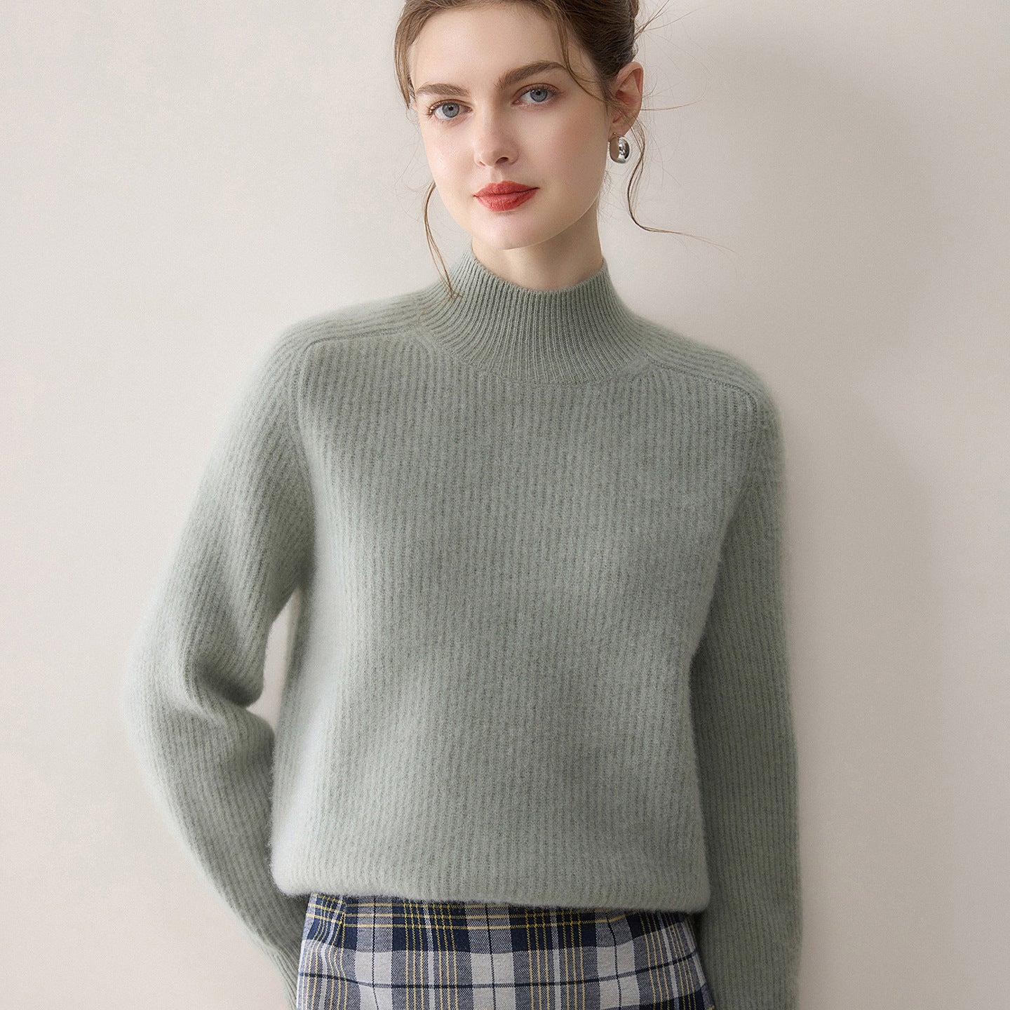 women Pure cashmere half turtleneck sweater