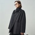 women irregular collar double-sided wool coat