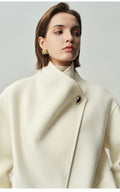 women irregular collar double-sided wool coat