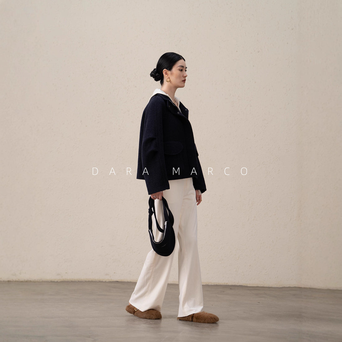 Double-Sided Cashmere Mulberry Silk Coat with Dumpling Bag – Fall/Winter