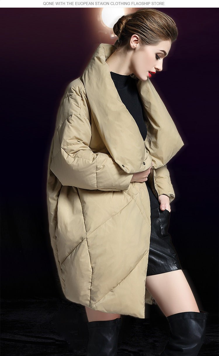 Oversized Warm Down Jacket for Women | Thickened 90% Duck Down Coat - Sainiya Eco Wear