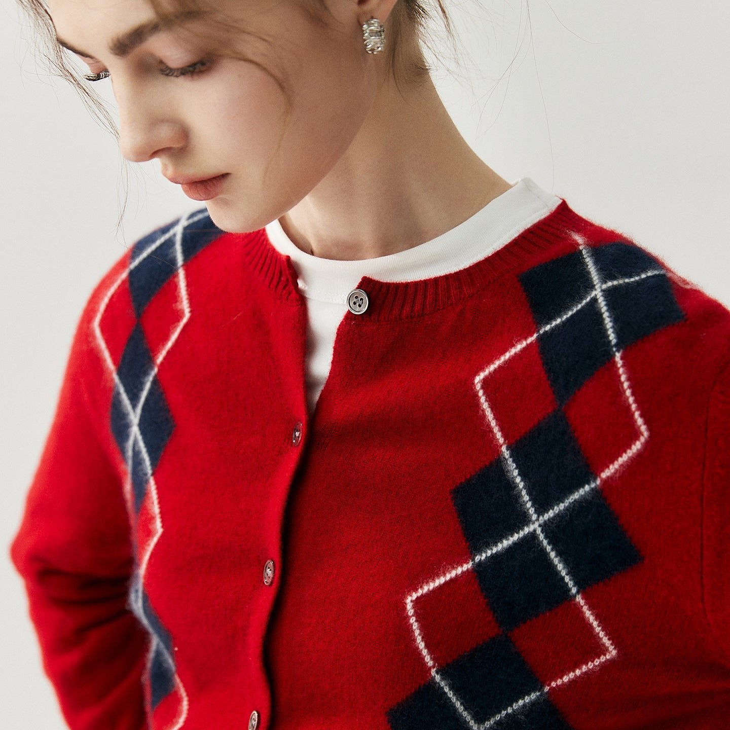 Cashmere Cardigan – 100% Pure Cashmere British Diamond Knit Sweater - Sainiya Eco Wear