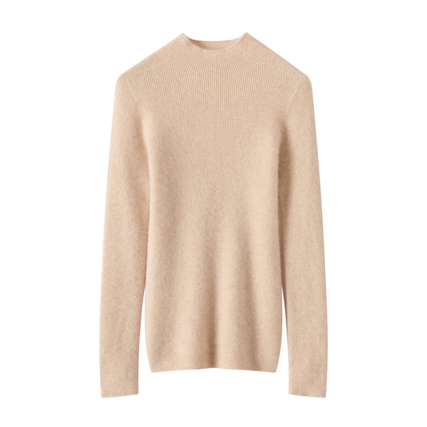100% Pure Cashmere Half-Turtleneck – Seamless Ribbed Elegance