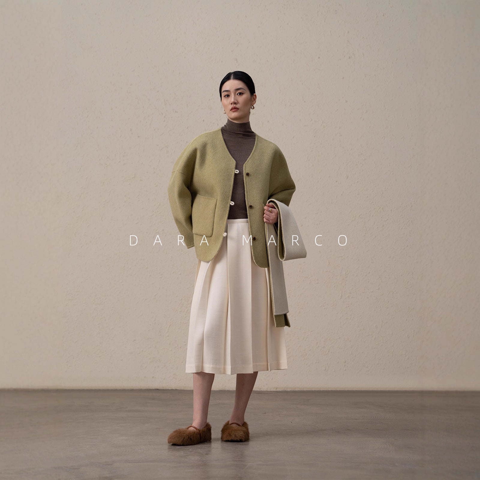 Luxury Merino Wool Coat – Reversible Double-Sided Short Jacket