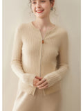 Cashmere Cardigan – 100% Pure Cashmere Double-Zip Slim Knit Jacket - Sainiya Eco Wear
