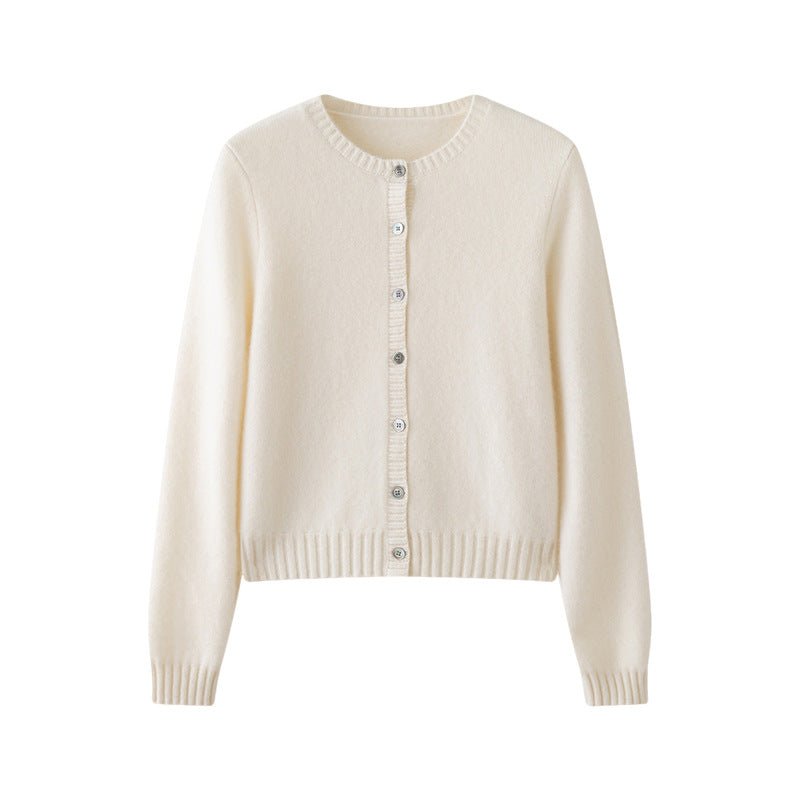 Cashmere Cardigan Women~100% Pure Cashmere Short Slim Fit Round Neck Sweater - Sainiya Eco Wear