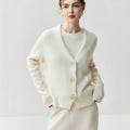 Cashmere Cardigan – Pure Cashmere V-Neck Shell Button Knit Sweater - Sainiya Eco Wear