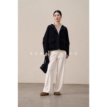 Double-Sided Cashmere Mulberry Silk Coat with Dumpling Bag – Fall/Winter