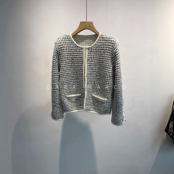 Chanel-Inspired Wool Blend Tweed Jacket for Women, Short Retro Style