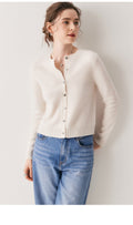 Cashmere Cardigan Women~100% Pure Cashmere Short Slim Fit Round Neck Sweater - Sainiya Eco Wear