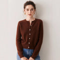 Cashmere Cardigan Women~100% Pure Cashmere Short Slim Fit Round Neck Sweater - Sainiya Eco Wear