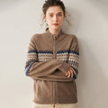 Cashmere Cardigan – Thickened 100% Cashmere Fair Isle Zip Sweater - Sainiya Eco Wear