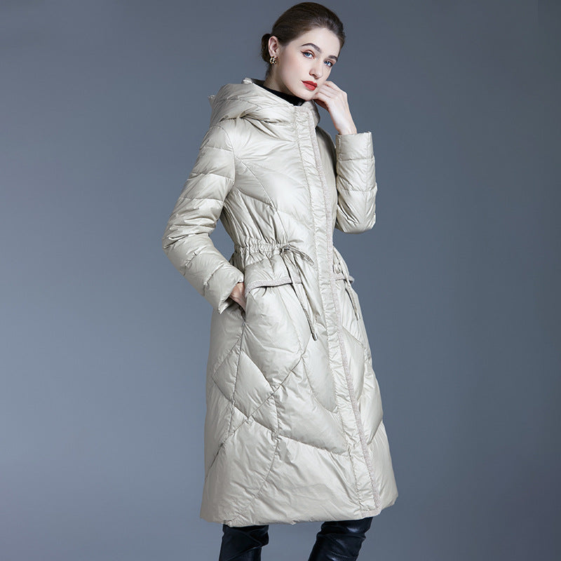 Women’s Thickened Hooded White Duck Down Coat