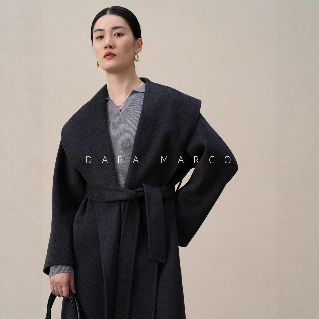 Luxury Lapel Coat – French-Style Double-Sided Cashmere Long Jacket
