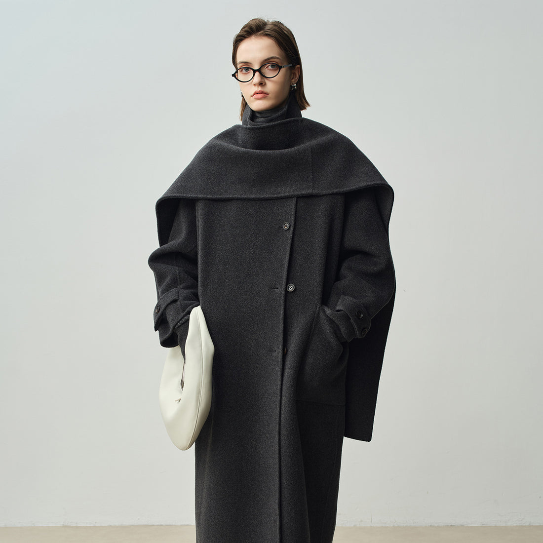 Luxury Alpaca Wool Coat for Women, Cozy Winter Long Woolen Overcoat