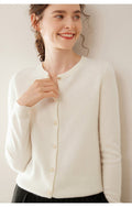 Cashmere Essential~Lightweight Pure Cashmere Round-Neck Slim Cardigan Women - Sainiya Eco Wear
