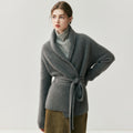 Lux Cashmere Coat~Belted Turn-Down Collar Soft Bathrobe Cardigan - Sainiya Eco Wear