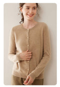 Cashmere Essential~Lightweight Pure Cashmere Round-Neck Slim Cardigan Women - Sainiya Eco Wear