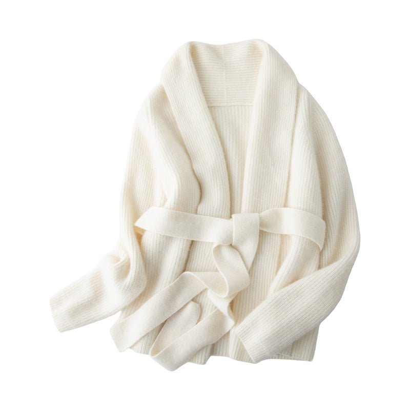 Lux Cashmere Coat~Belted Turn-Down Collar Soft Bathrobe Cardigan - Sainiya Eco Wear
