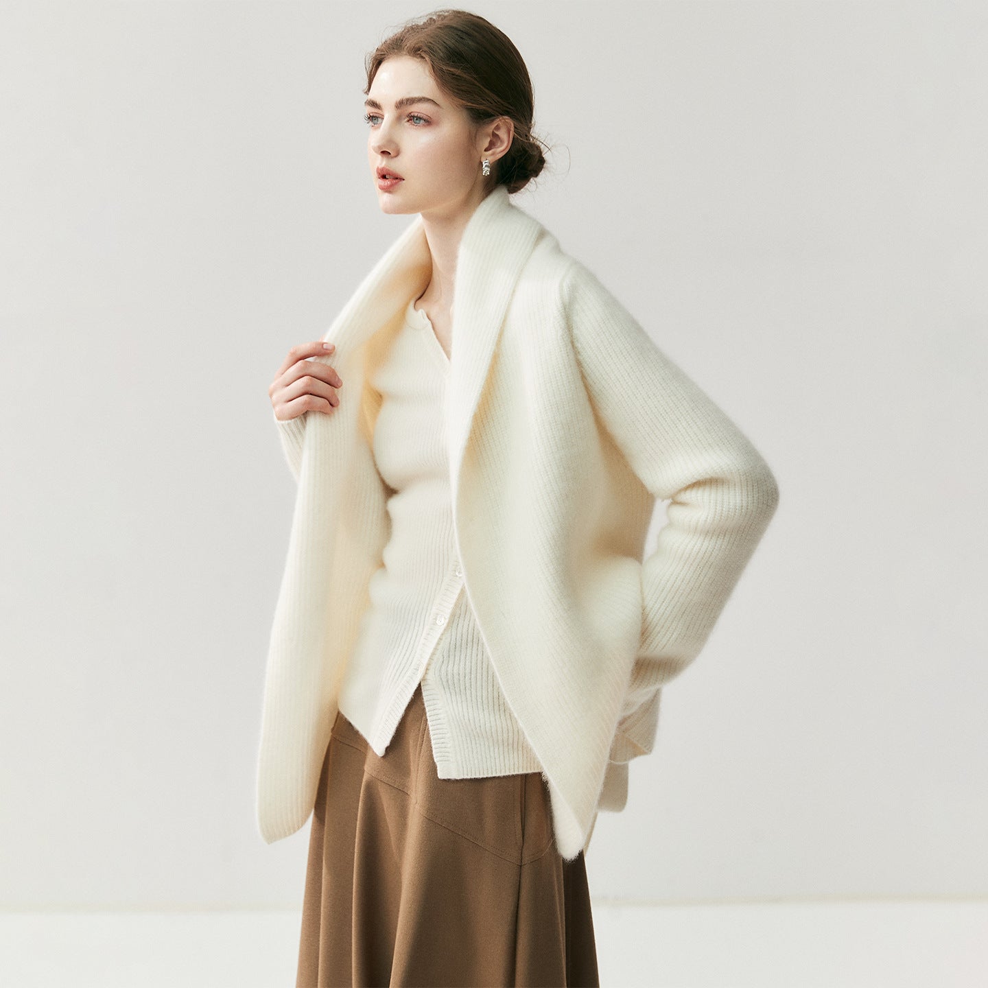 Lux Cashmere Coat~Belted Turn-Down Collar Soft Bathrobe Cardigan - Sainiya Eco Wear