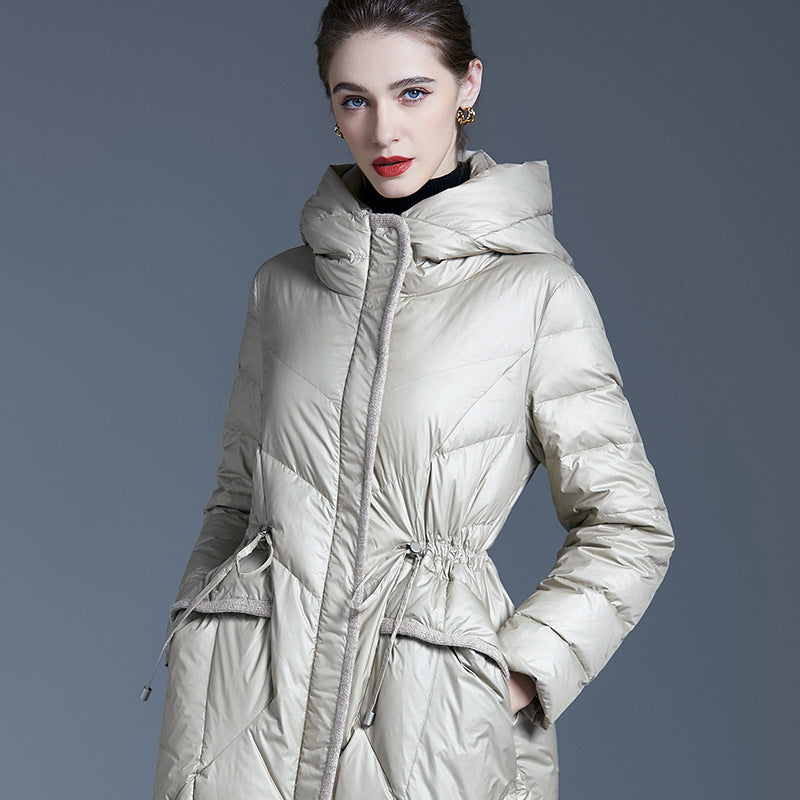 Women’s Thickened Hooded White Duck Down Coat
