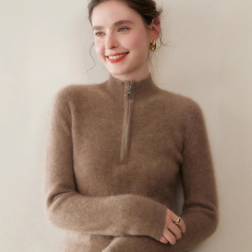Baby Cashmere Half-Zip Pure Cashmere Sweater for Women
