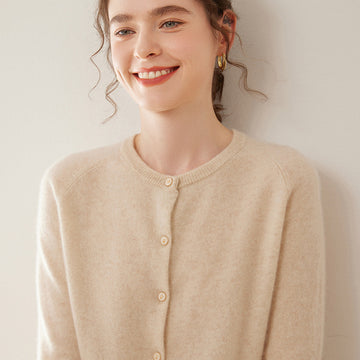 Cashmere Cardigan – Women’s 100% Pure Cashmere Round Neck Sweater Jacket