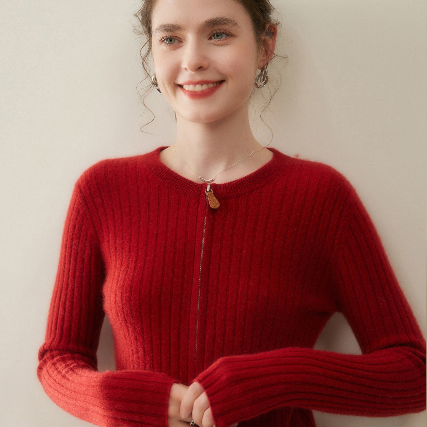 Cashmere Cardigan – 100% Pure Cashmere Double-Zip Slim Knit Jacket - Sainiya Eco Wear