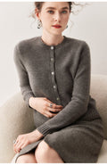 Cashmere Cardigan Women~100% Pure Cashmere Short Slim Fit Round Neck Sweater - Sainiya Eco Wear
