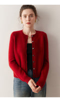 Cashmere Cardigan Women~100% Pure Cashmere Short Slim Fit Round Neck Sweater - Sainiya Eco Wear