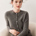 Cashmere Cardigan Women~100% Pure Cashmere Short Slim Fit Round Neck Sweater - Sainiya Eco Wear