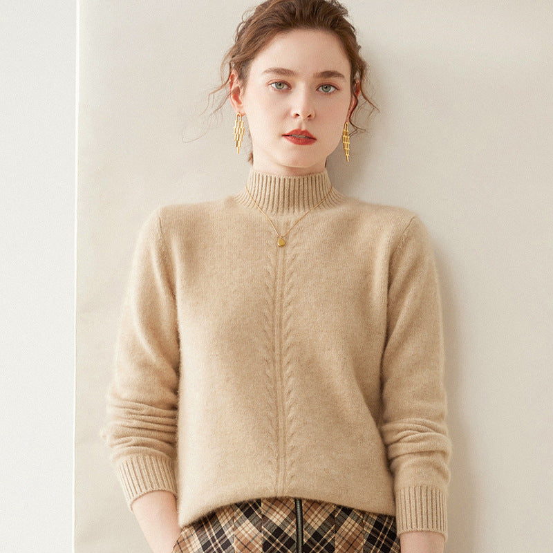 100% Pure Cashmere Thick Half Turtleneck Sweater - Oversized Warm Luxury