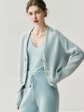 Cashmere Cardigan – Pure Cashmere V-Neck Shell Button Knit Sweater - Sainiya Eco Wear
