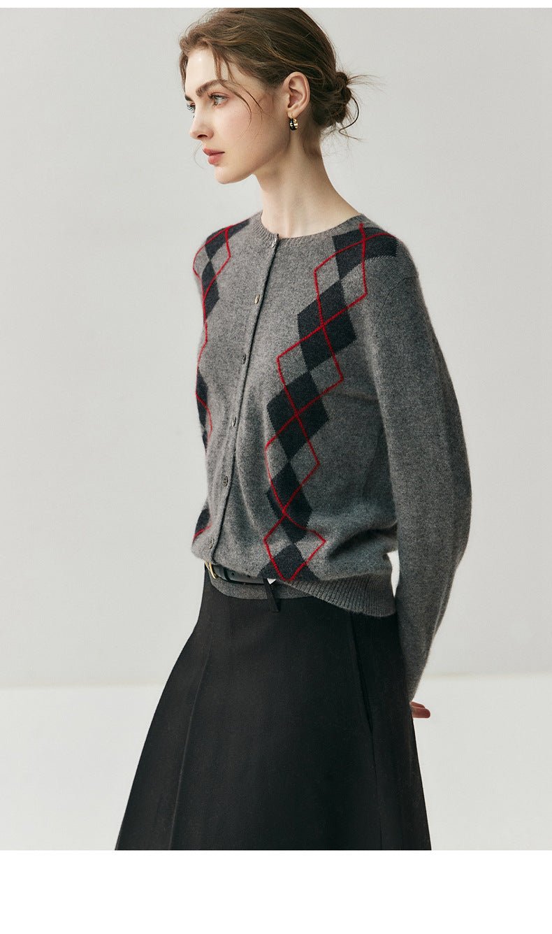 Cashmere Cardigan – 100% Pure Cashmere British Diamond Knit Sweater - Sainiya Eco Wear