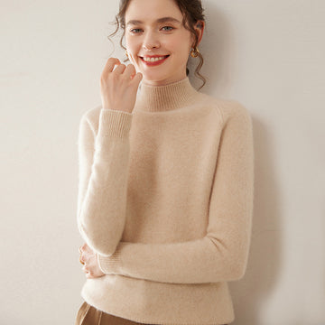 Women’s Heavyweight Pure Cashmere Half-Turtleneck Sweater