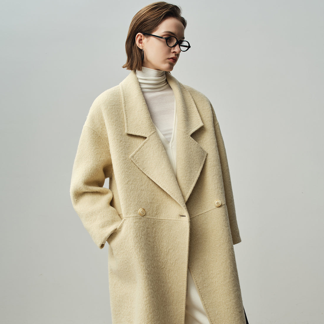 Alpaca Wool Coat Women — 2025 Winter Double-Sided Wool, Loose Long Lapel Overcoat