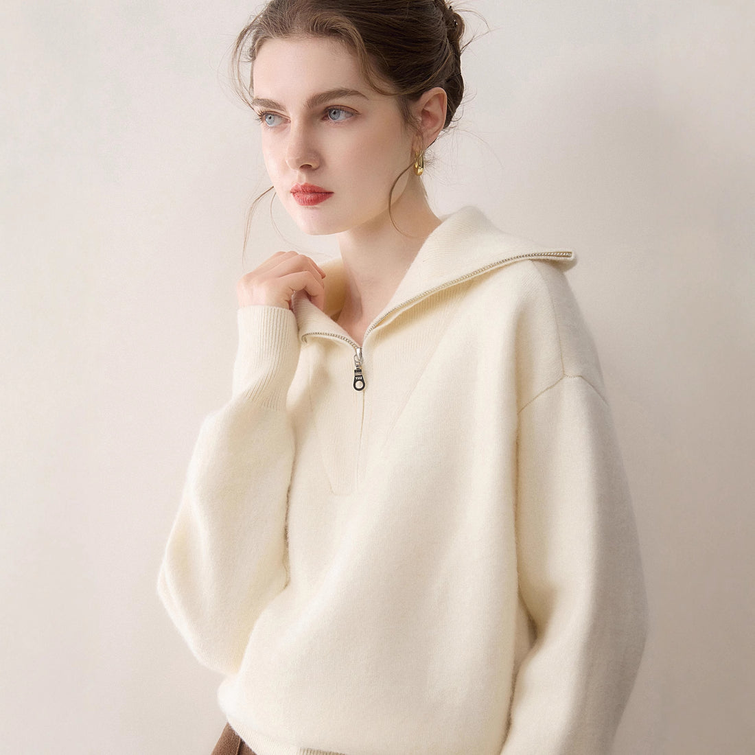 Women’s Pure Cashmere Half-Zip Polo Sweater