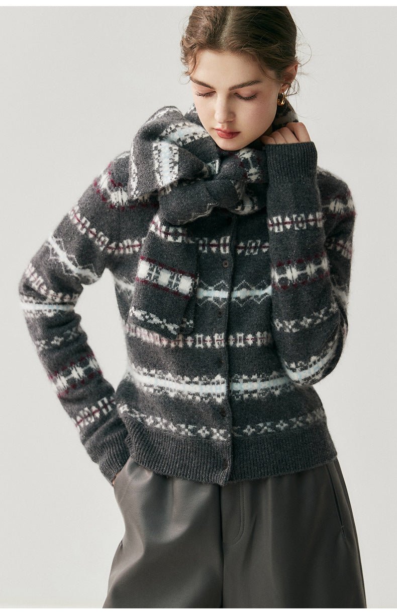Fair Isle Cashmere Cardigan — Soft, Warm & Nordic-Inspired Knit - Sainiya Eco Wear