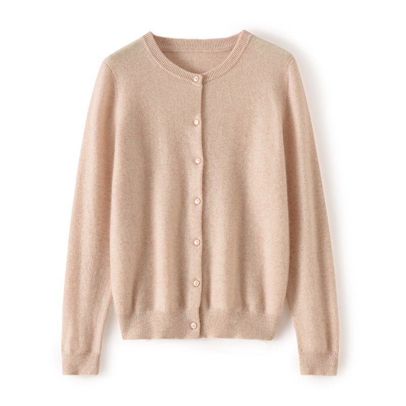 Cashmere Round-Neck Slim Cardigan