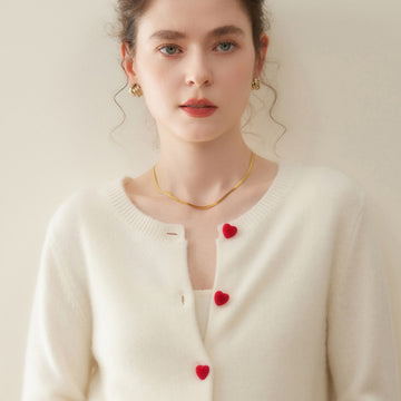 Cashmere Cardigan – Heart Button 100% Pure Cashmere Soft Knit Sweater - Sainiya Eco Wear