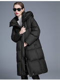 Long Hooded Down Jacket for Women | 90% Duck Down, Thick & Warm - Sainiya Eco Wear