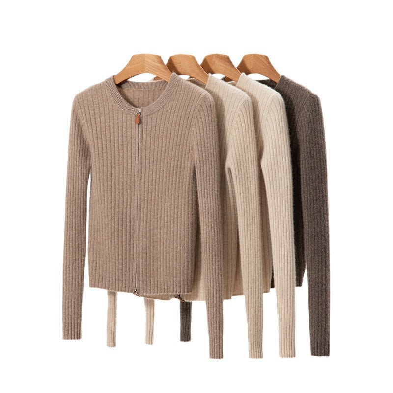 Cashmere Cardigan – Slim Stripe Pure Cashmere Knit Jacket for Women - Sainiya Eco Wear