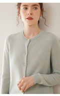 Cashmere Essential~Lightweight Pure Cashmere Round-Neck Slim Cardigan Women - Sainiya Eco Wear
