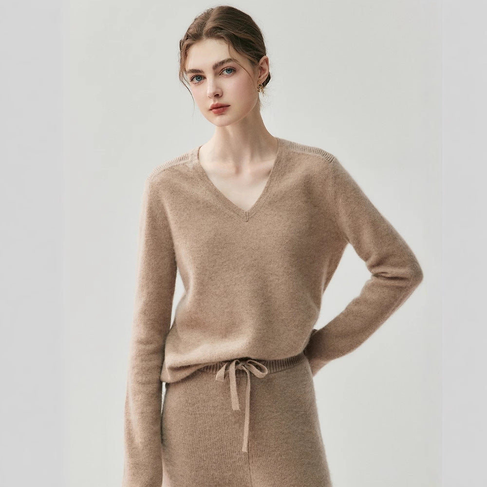 Cashmere V-Neck Women’s Sweater – 100% Pure Soft Slimming Knit