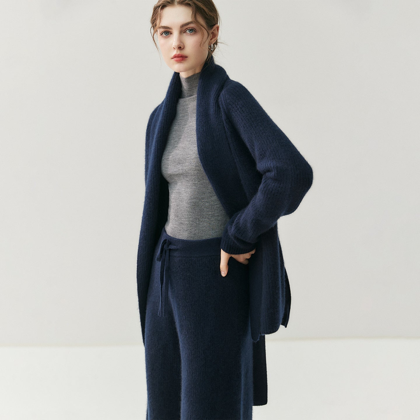 Lux Cashmere Coat~Belted Turn-Down Collar Soft Bathrobe Cardigan - Sainiya Eco Wear