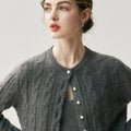 Chic Cashmere Cardigan – Pearl Button Heavy Braided Knit - Sainiya Eco Wear