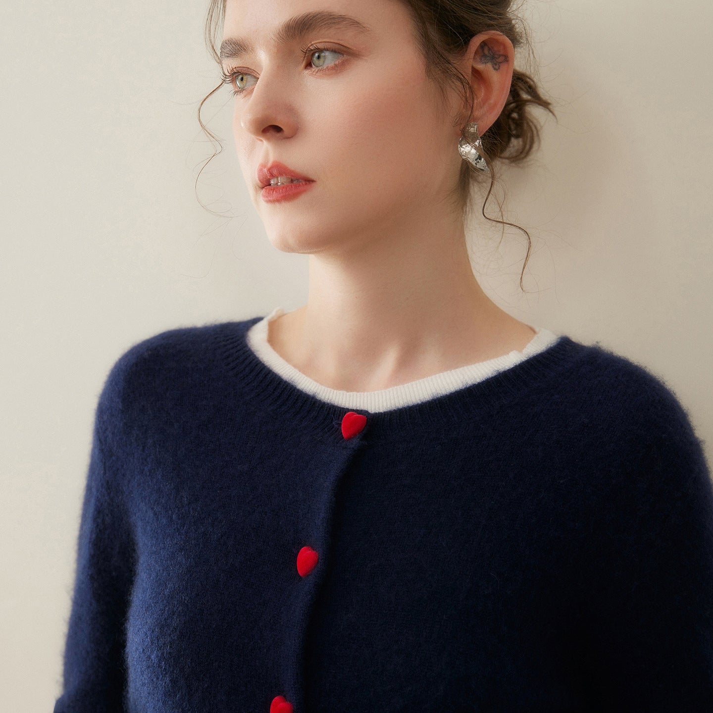 Cashmere Cardigan – Heart Button 100% Pure Cashmere Soft Knit Sweater - Sainiya Eco Wear